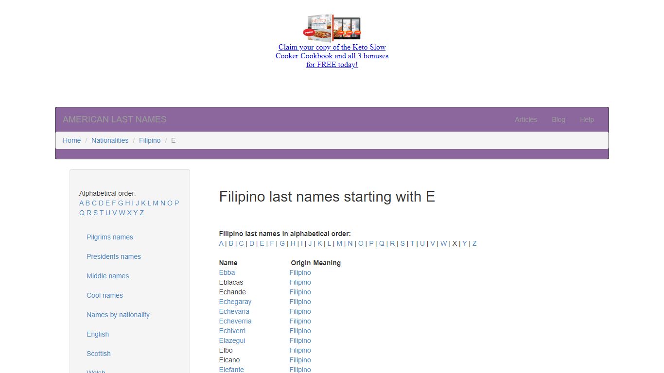 FilipinoLast Names [Surnames] starting with E